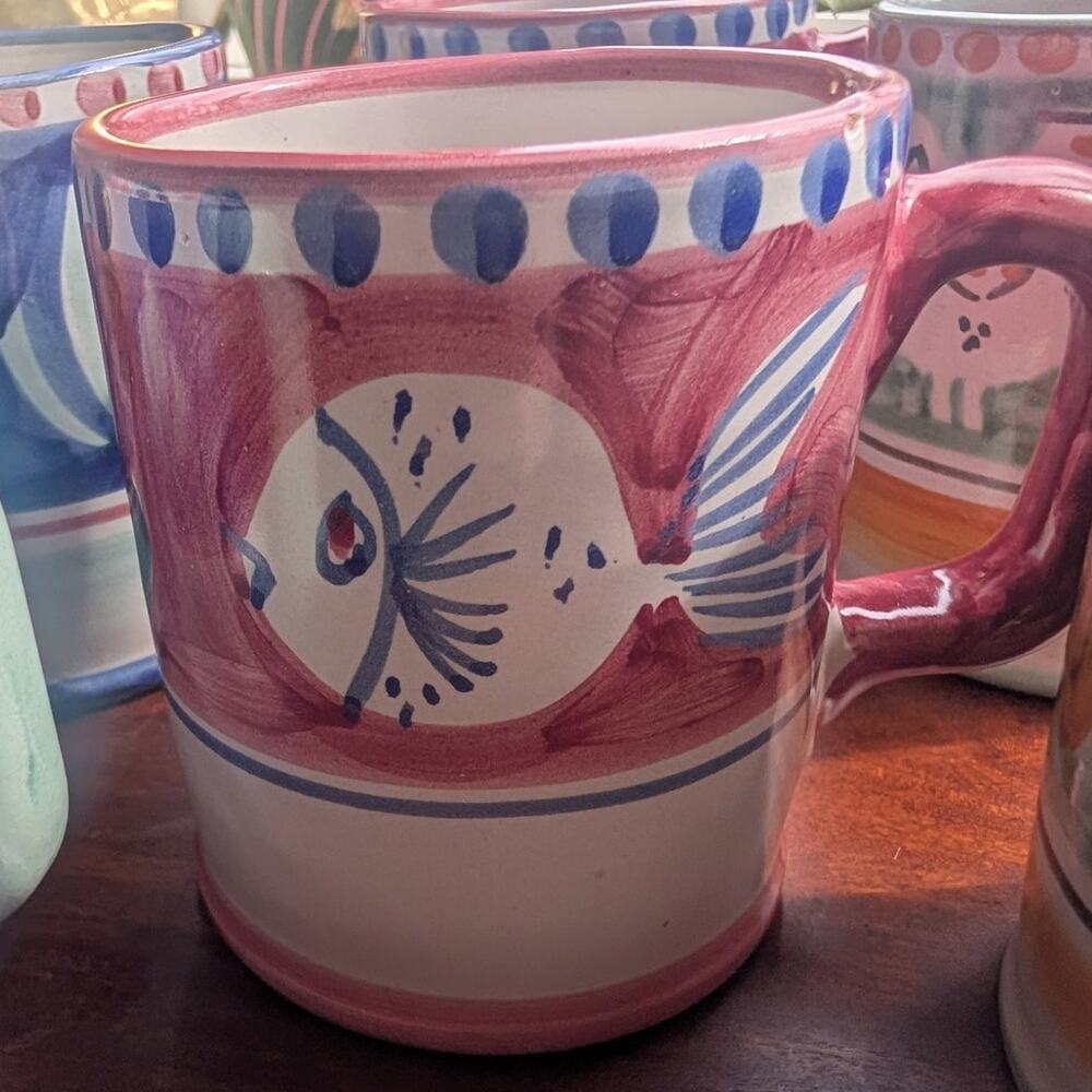 Set of 2 Vietri Campagna Pesce (Fish) Mugs
